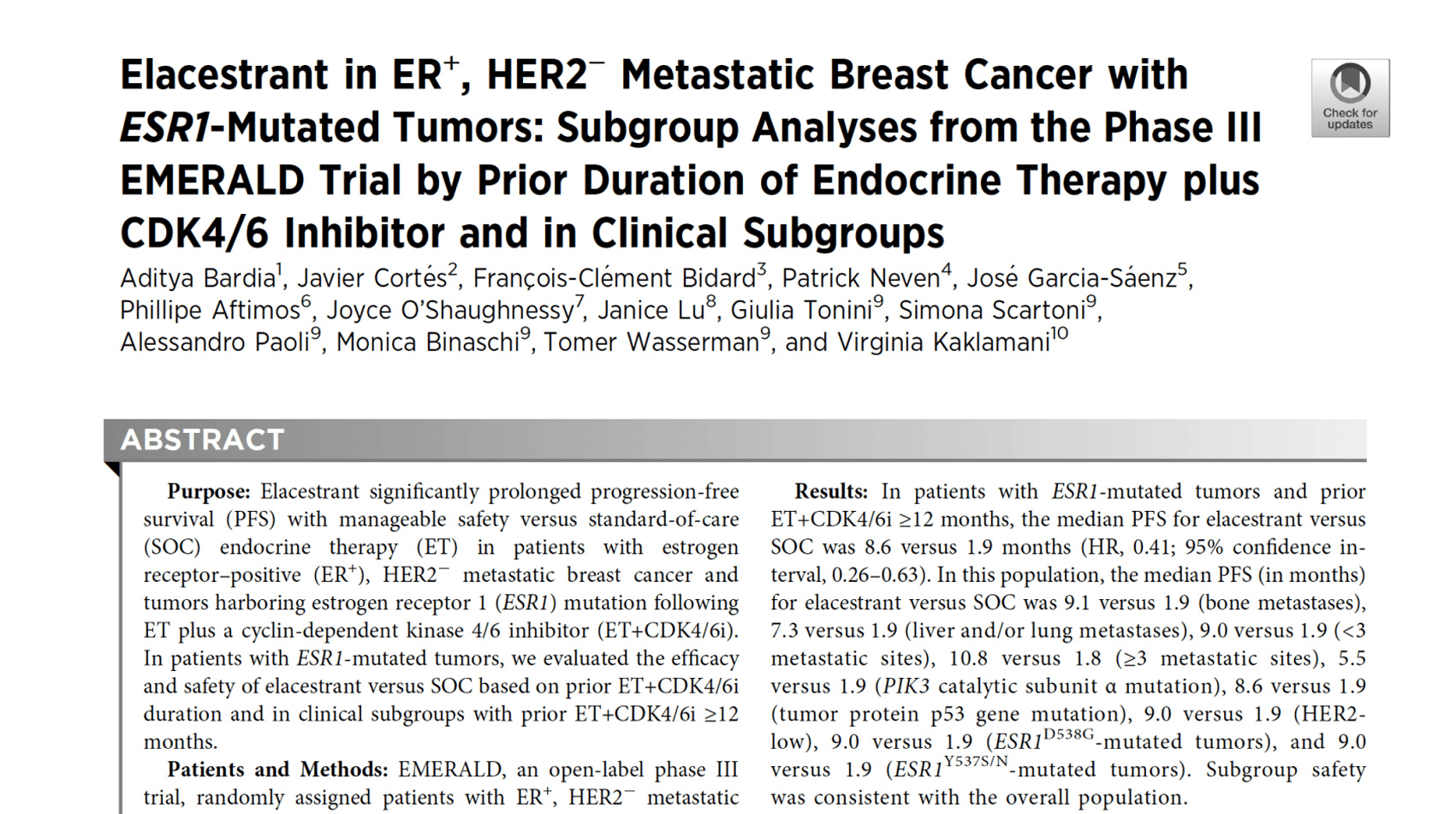 EMERALD Trial: Post hoc exploratory subgroup analyses